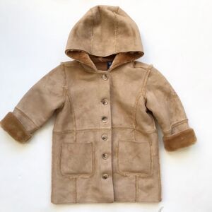 BabyGap tan faux suede hooded jacket EUC 4T